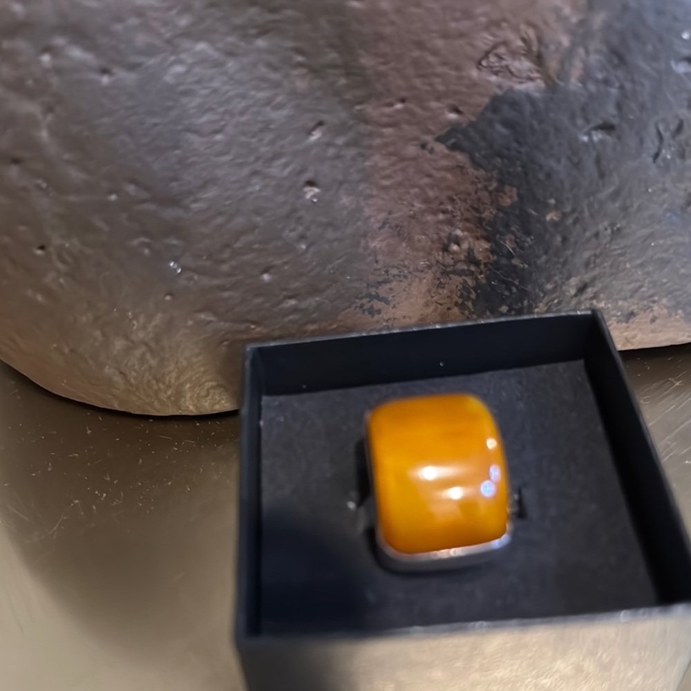 Bold Amber Statement Ring 8 1/2